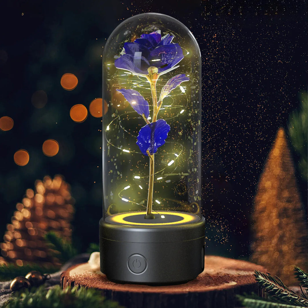 Creative 2 In 1 Rose Flowers LED Light And Bluetooth-compatible Speaker Valentine's Day Gift Rose Luminous Night Light Ornament In Glass Cover - Unique Unique Unique Creative 2 In 1 Rose Flowers LED Light And Bluetooth-compatible Speaker Valentine's Day Gift Rose Luminous Night Light Ornament In Glass Cover