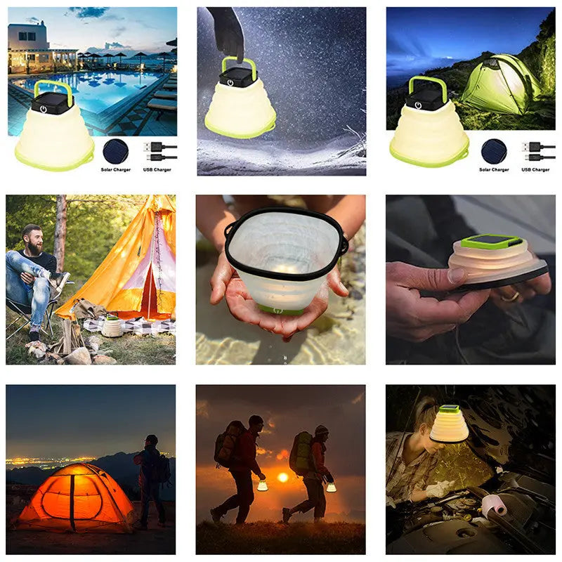 Collapsible Camping Light IP68 Waterproof Solar Foldable Lantern Solar Tent Lighting USB Rechargeable Outdoor Night Tools - Unique Unique Unique Collapsible Camping Light IP68 Waterproof Solar Foldable Lantern Solar Tent Lighting USB Rechargeable Outdoor Night Tools