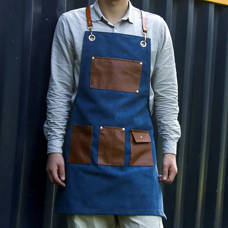 Apron Work Denim Barber Milk Tea Shop Baking Floral Restaurant Work Clothes Men And Women Art - Unique Unique Unique Apron Work Denim Barber Milk Tea Shop Baking Floral Restaurant Work Clothes Men And Women Art