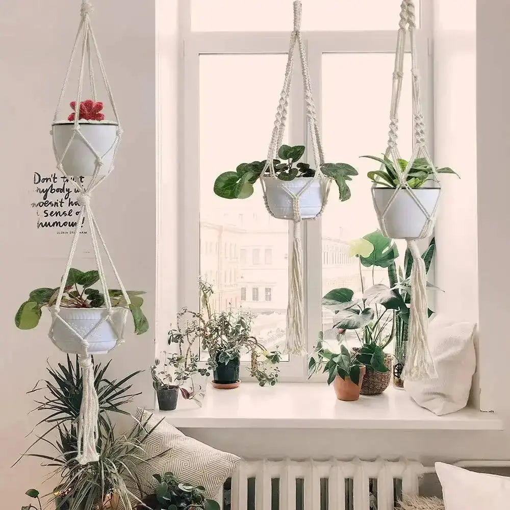 4 Pack - Macrame Hanging Baskets - Unique Unique Unique 4 Pack - Macrame Hanging Baskets