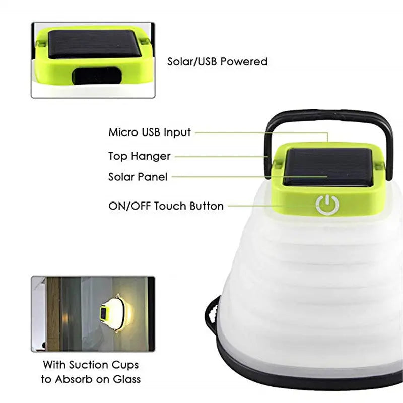 Collapsible Camping Light IP68 Waterproof Solar Foldable Lantern Solar Tent Lighting USB Rechargeable Outdoor Night Tools - Unique Unique Unique Collapsible Camping Light IP68 Waterproof Solar Foldable Lantern Solar Tent Lighting USB Rechargeable Outdoor Night Tools
