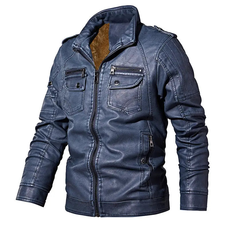 Men's winter casual fleece motorcycle jacket Unique
