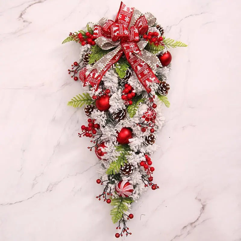 Upside Down Christmas Tree Rattan Door Hanging Garland Decoration Ornaments - Unique Unique Unique Upside Down Christmas Tree Rattan Door Hanging Garland Decoration Ornaments