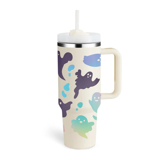 40 Oz Tumbler With Handle Straw Insulated, Stainless Steel Spill Proof Vacuum Coffee Cup Tumbler With Lid Tapered Mug Gifts For Valentine Lover Suitable For Car Gym Office Travel Unique
