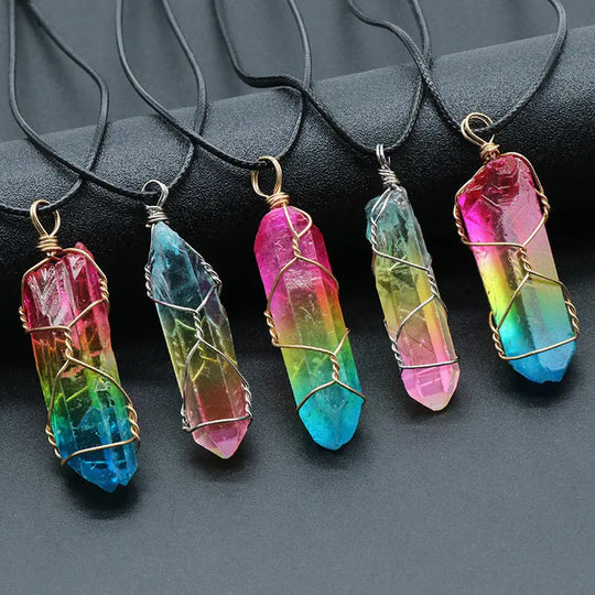 Hot Selling Stone Crystal Pillar Tree Of Life Pendant Ins Fashion Necklace - Unique Unique Unique Hot Selling Stone Crystal Pillar Tree Of Life Pendant Ins Fashion Necklace