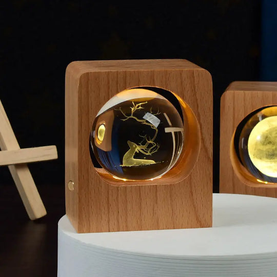 Beech Crystal Ball Night Light 3D Laser Engraving Elk Jellyfish LED Nightlights USB Dimmable Lamp For Bedroom Decoration Gifts Home Decor - Unique Unique Unique Beech Crystal Ball Night Light 3D Laser Engraving Elk Jellyfish LED Nightlights USB Dimmable Lamp For Bedroom Decoration Gifts Home Decor