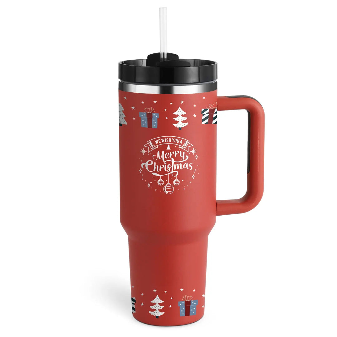 40 Oz Tumbler With Handle Straw Insulated, Stainless Steel Spill Proof Vacuum Coffee Cup Tumbler With Lid Tapered Mug Gifts For Valentine Lover Suitable For Car Gym Office Travel Unique