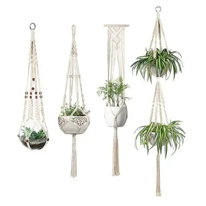 4 Pack - Macrame Hanging Baskets - Unique Unique Unique 4 Pack - Macrame Hanging Baskets