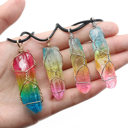 Hot Selling Stone Crystal Pillar Tree Of Life Pendant Ins Fashion Necklace - Unique Unique Unique Hot Selling Stone Crystal Pillar Tree Of Life Pendant Ins Fashion Necklace