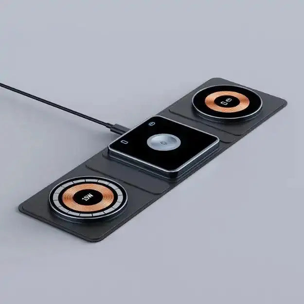3 IN 1 Magnetic Folding Wireless Charger Station For IPhone Transparent Fast Charging For IWatch And Airpods - Unique Unique Unique 3 IN 1 Magnetic Folding Wireless Charger Station For IPhone Transparent Fast Charging For IWatch And Airpods
