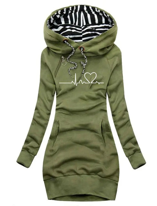 Heart Print Long Clothes Women Hoodie Sweatshirt Pullover Tops - Unique Unique Unique Heart Print Long Clothes Women Hoodie Sweatshirt Pullover Tops