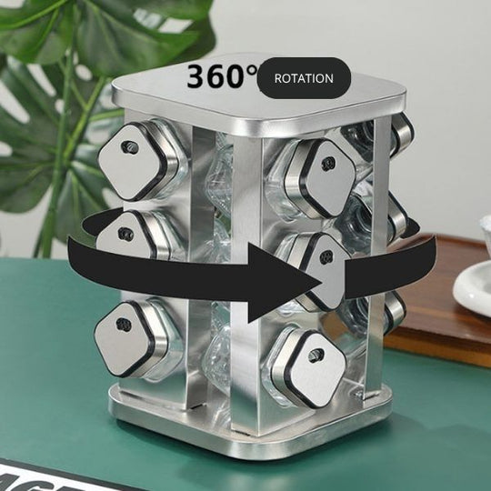 CARLA HOME Rotating Spice Rack Organiser with 20 Glass Jars for Kitchen Countertop-3