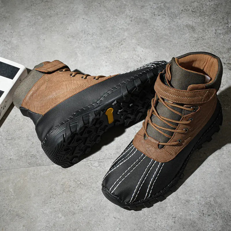 Winter Fleece Lace-up Snow Boots For Men Women Waterproof And Anti-slip Outdoor Work Boot Fashion Warm Mid-tube Cotton Shoes Men - Unique Unique Unique Winter Fleece Lace-up Snow Boots For Men Women Waterproof And Anti-slip Outdoor Work Boot Fashion Warm Mid-tube Cotton Shoes Men