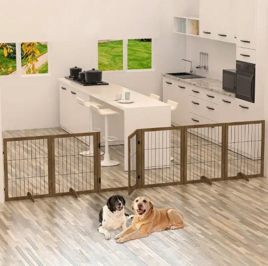 Dog Gate With Door Walk Through 144 Extra Wide 32 Tall 6 Panels Foldable Wire Pet Gate Barrier For House Doorway Stairs Pet Puppy Safety Fence Support Feet Included Solid Hard Wood - Unique Unique Unique Dog Gate With Door Walk Through 144 Extra Wide 32 Tall 6 Panels Foldable Wire Pet Gate Barrier For House Doorway Stairs Pet Puppy Safety Fence Support Feet Included Solid Hard Wood