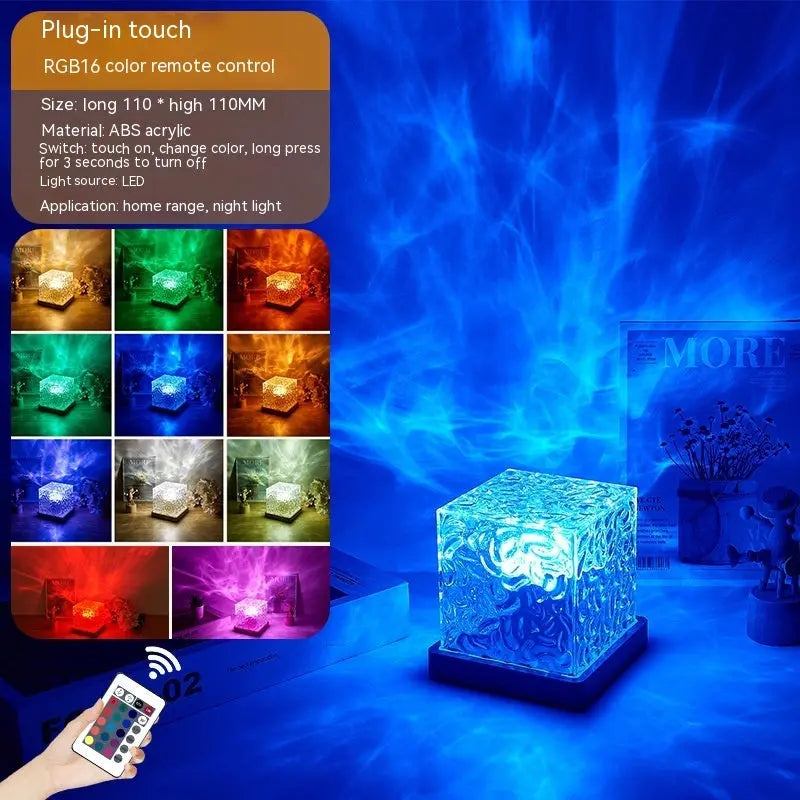 LED Water Ripple Ambient Night Light USB Rotating Projection Crystal Table Lamp RGB Dimmable Home Decoration 16 Color Gifts - Unique Unique Unique LED Water Ripple Ambient Night Light USB Rotating Projection Crystal Table Lamp RGB Dimmable Home Decoration 16 Color Gifts