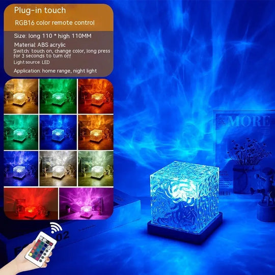 LED Water Ripple Ambient Night Light USB Rotating Projection Crystal Table Lamp RGB Dimmable Home Decoration 16 Color Gifts - Unique Unique Unique LED Water Ripple Ambient Night Light USB Rotating Projection Crystal Table Lamp RGB Dimmable Home Decoration 16 Color Gifts