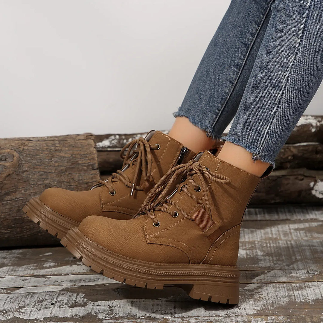 Square-heeled Lace-up Boots For Women Fall Winter All-match Slim Shoes Fashion Ankle Boot - Unique Unique Unique Square-heeled Lace-up Boots For Women Fall Winter All-match Slim Shoes Fashion Ankle Boot