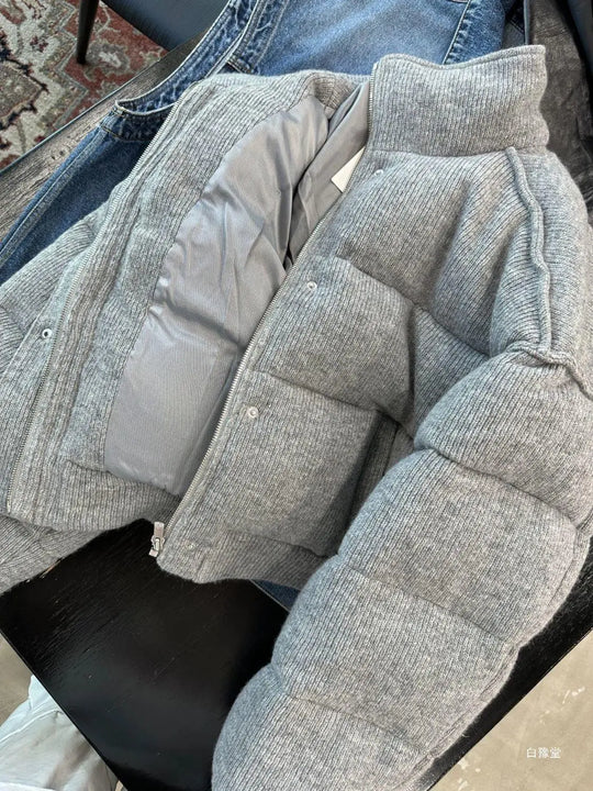 Gray All-match Season Warm Korean Style Cotton Clothes Women - Unique Unique Unique Gray All-match Season Warm Korean Style Cotton Clothes Women