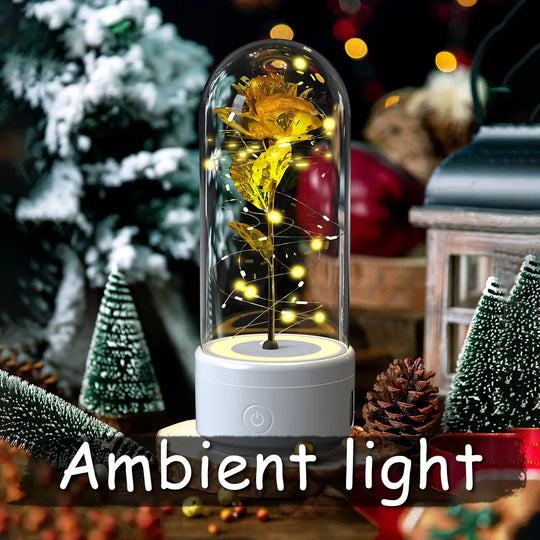 Creative 2 In 1 Rose Flowers LED Light And Bluetooth-compatible Speaker Valentine's Day Gift Rose Luminous Night Light Ornament In Glass Cover - Unique Unique Unique Creative 2 In 1 Rose Flowers LED Light And Bluetooth-compatible Speaker Valentine's Day Gift Rose Luminous Night Light Ornament In Glass Cover