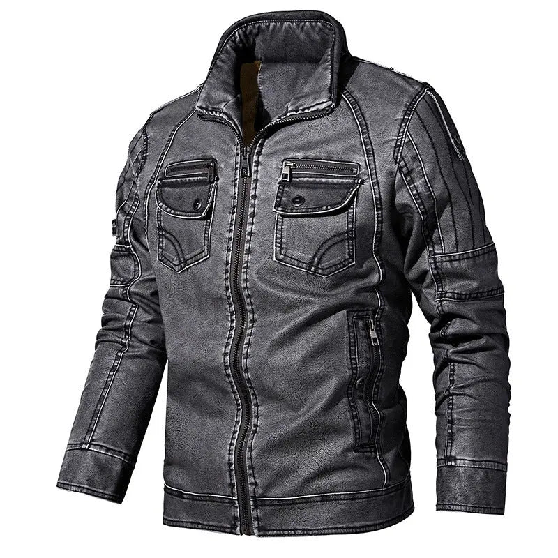 Men's winter casual fleece motorcycle jacket Unique