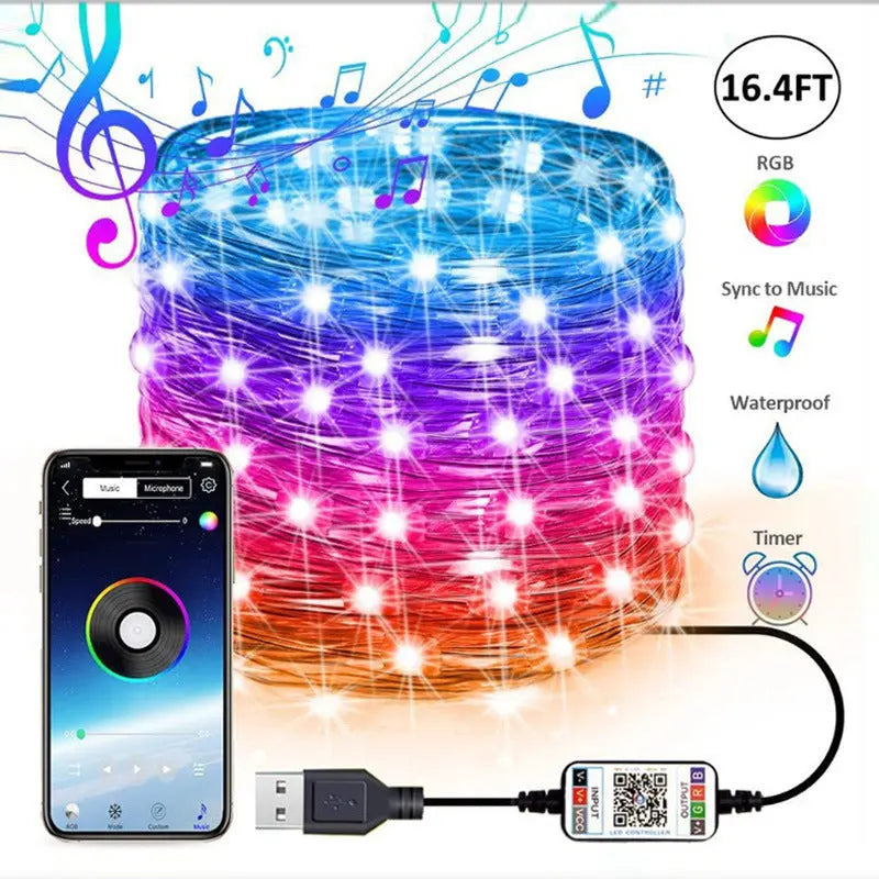 Smart Phone APP Copper Wire Light String - Unique Unique Unique Smart Phone APP Copper Wire Light String