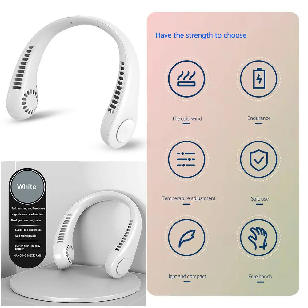 Hanging Neck Fan Portable Cooling Fan USB Leafless 360 Degree Neckband Fan 78 Surround Air Outlets 4000Mah Rechargeable - Unique Unique Unique Hanging Neck Fan Portable Cooling Fan USB Leafless 360 Degree Neckband Fan 78 Surround Air Outlets 4000Mah Rechargeable