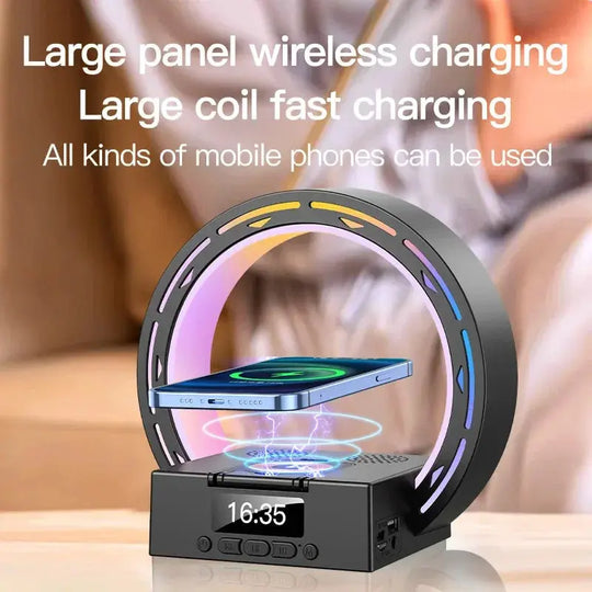 4 In 1 Wireless Bluetooth-compatible Speaker Charging Pad Bedside Lamp With Alarm Clock Wake-Up Light For Bedroom Support USB Drive TF Card - Unique Unique Unique 4 In 1 Wireless Bluetooth-compatible Speaker Charging Pad Bedside Lamp With Alarm Clock Wake-Up Light For Bedroom Support USB Drive TF Card
