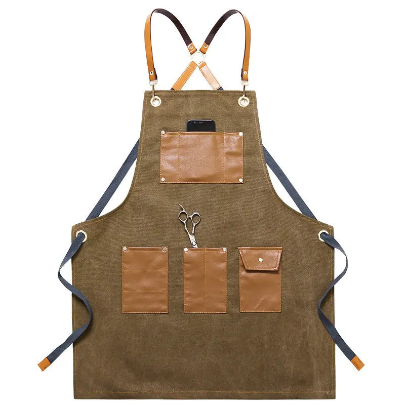 Apron Work Denim Barber Milk Tea Shop Baking Floral Restaurant Work Clothes Men And Women Art - Unique Unique Unique Apron Work Denim Barber Milk Tea Shop Baking Floral Restaurant Work Clothes Men And Women Art