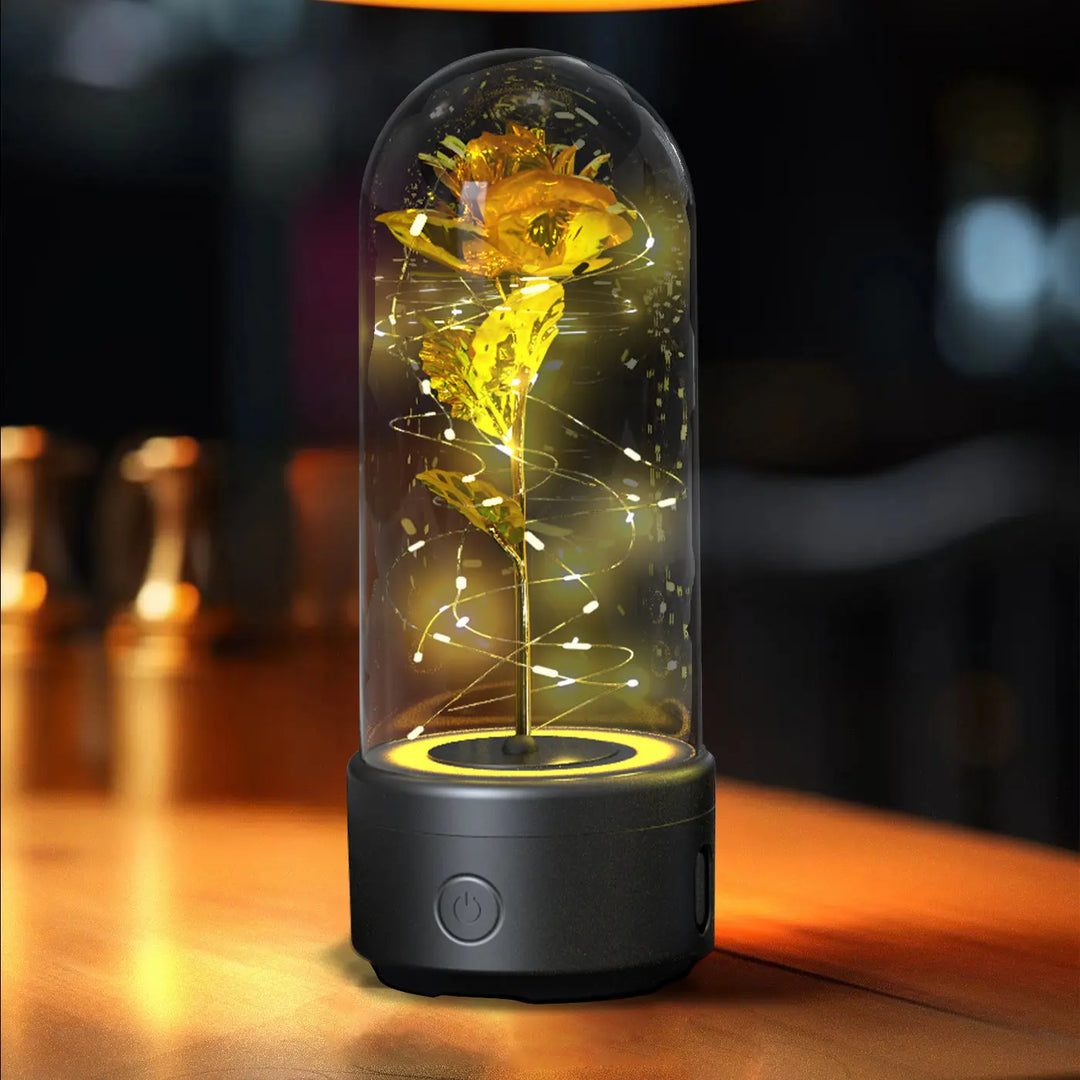 Creative 2 In 1 Rose Flowers LED Light And Bluetooth-compatible Speaker Valentine's Day Gift Rose Luminous Night Light Ornament In Glass Cover - Unique Unique Unique Creative 2 In 1 Rose Flowers LED Light And Bluetooth-compatible Speaker Valentine's Day Gift Rose Luminous Night Light Ornament In Glass Cover