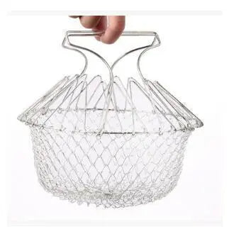 Deep Fry Basket Stainless Steel Multi-function Foldable Chef Cooking Basket Flexible Kitchen Tool for Fried Food Washing Fruits Vegetables - Unique Unique Unique Deep Fry Basket Stainless Steel Multi-function Foldable Chef Cooking Basket Flexible Kitchen Tool for Fried Food Washing Fruits Vegetables