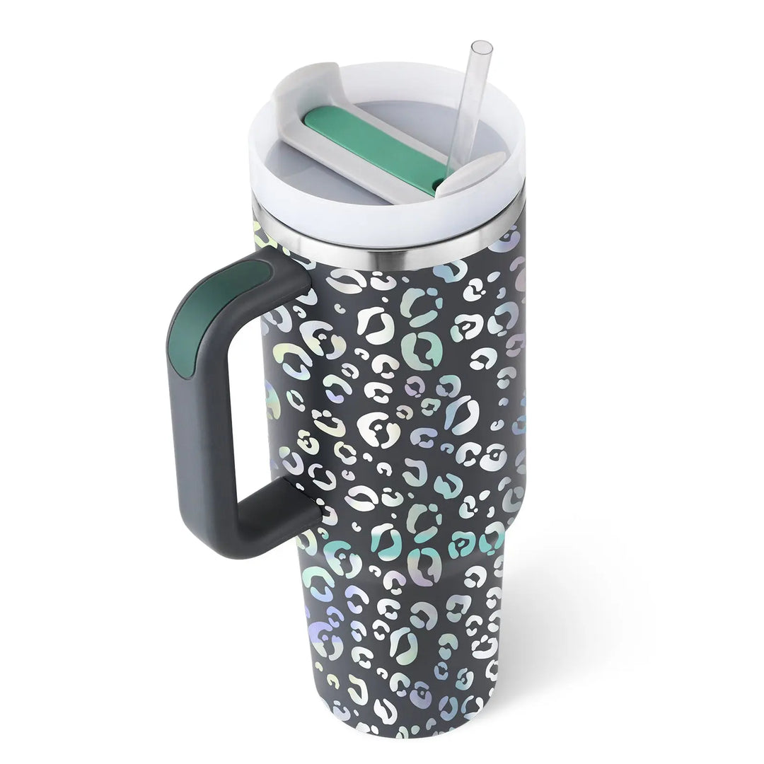 40 Oz Tumbler With Handle Straw Insulated, Stainless Steel Spill Proof Vacuum Coffee Cup Tumbler With Lid Tapered Mug Gifts For Valentine Lover Suitable For Car Gym Office Travel Unique