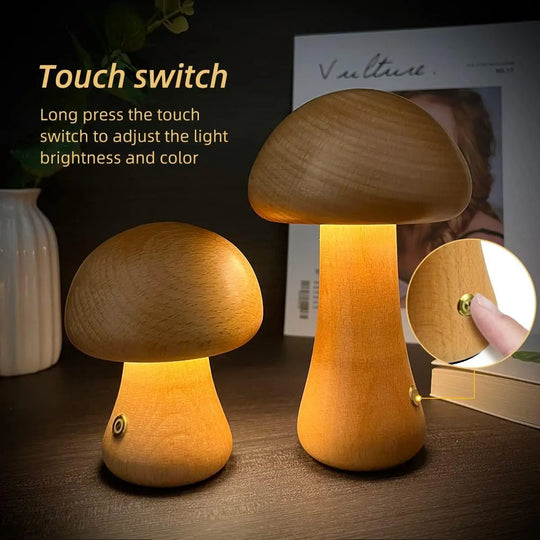 INS Wooden Cute Mushroom LED Night Light With Touch Switch Bedside Table Lamp For Bedroom Childrens Room Sleeping Night Lamps Home Decor - Unique Unique Unique INS Wooden Cute Mushroom LED Night Light With Touch Switch Bedside Table Lamp For Bedroom Childrens Room Sleeping Night Lamps Home Decor