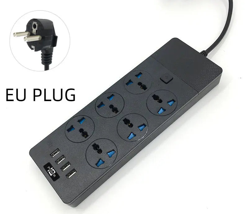 2024 New 3000W Power Strip With Built-in 4USB Interface, 6 Direct Power Sockets, 2M Cable, High-power Strip - Unique Unique Unique 2024 New 3000W Power Strip With Built-in 4USB Interface, 6 Direct Power Sockets, 2M Cable, High-power Strip