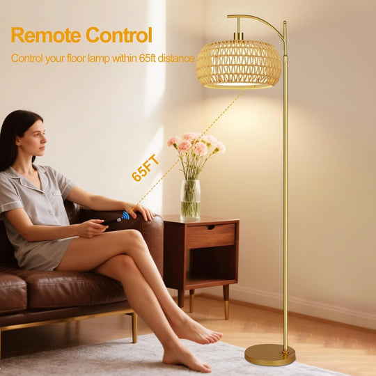 CommercialGrade Brass Arc Floor Lamp With RemoteControl-3