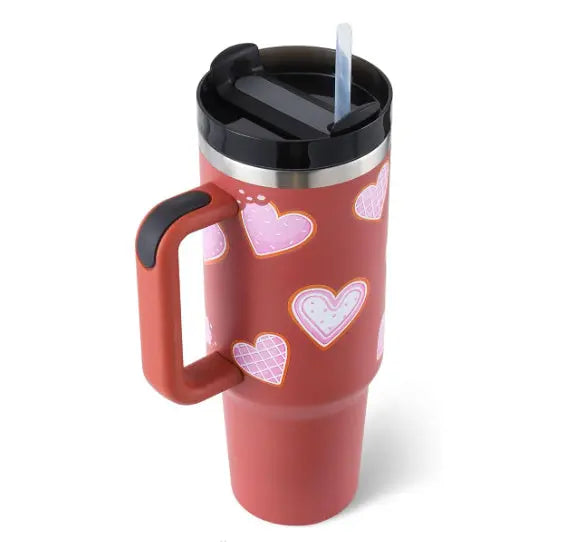 40 Oz Tumbler With Handle Straw Insulated, Stainless Steel Spill Proof Vacuum Coffee Cup Tumbler With Lid Tapered Mug Gifts For Valentine Lover Suitable For Car Gym Office Travel - Unique Unique Unique 40 Oz Tumbler With Handle Straw Insulated, Stainless Steel Spill Proof Vacuum Coffee Cup Tumbler With Lid Tapered Mug Gifts For Valentine Lover Suitable For Car Gym Office Travel