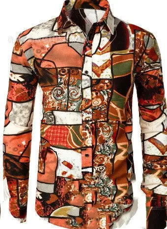 Men's Long-sleeved Shirts Linen Cotton Printing New Products Autumn - Unique Unique Unique Men's Long-sleeved Shirts Linen Cotton Printing New Products Autumn
