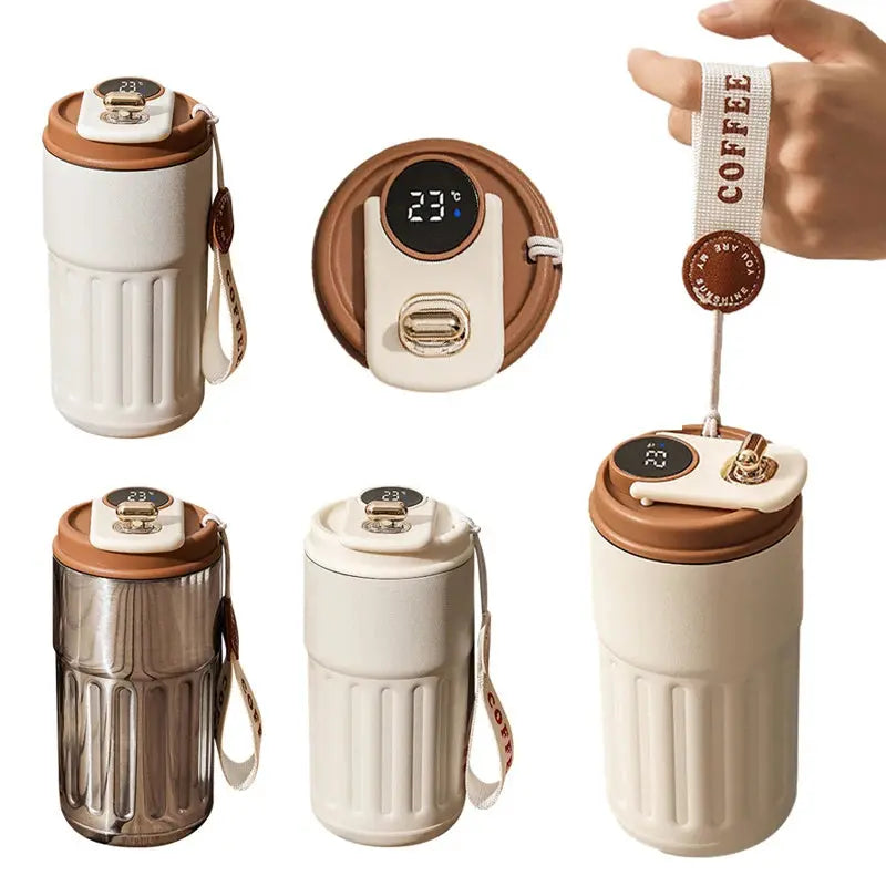Smart Digital Thermal Bottle Portable Coffee Mug Stainless Steel Water Bottle In-Car Insulated Cup Keep Cold Vacuum Flasks 450ml - Unique Unique Unique Smart Digital Thermal Bottle Portable Coffee Mug Stainless Steel Water Bottle In-Car Insulated Cup Keep Cold Vacuum Flasks 450ml