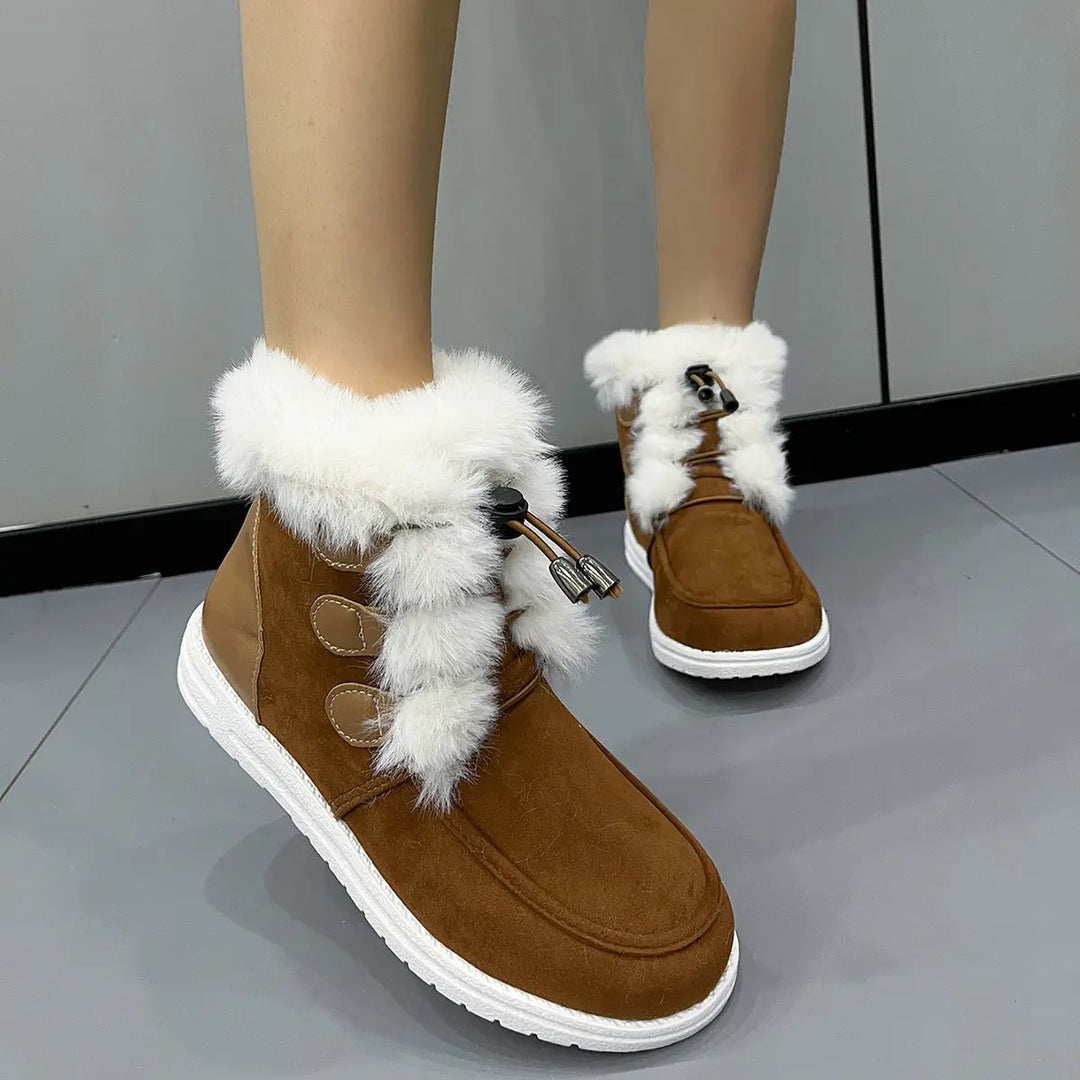 Fashion Suede Fleece Snow Boots Winter Warm Plush Round Toe Cotton Shoes Versatile Simple Short Boot For Women - Unique Unique Unique Fashion Suede Fleece Snow Boots Winter Warm Plush Round Toe Cotton Shoes Versatile Simple Short Boot For Women