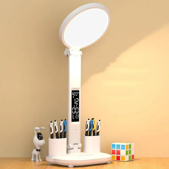 LED Clock Table Lamp USB Chargeable Dimmable Desk Lamp Plug-in LED Fan Light Foldable Eye Protection Reading Night Light - Unique Unique Unique LED Clock Table Lamp USB Chargeable Dimmable Desk Lamp Plug-in LED Fan Light Foldable Eye Protection Reading Night Light