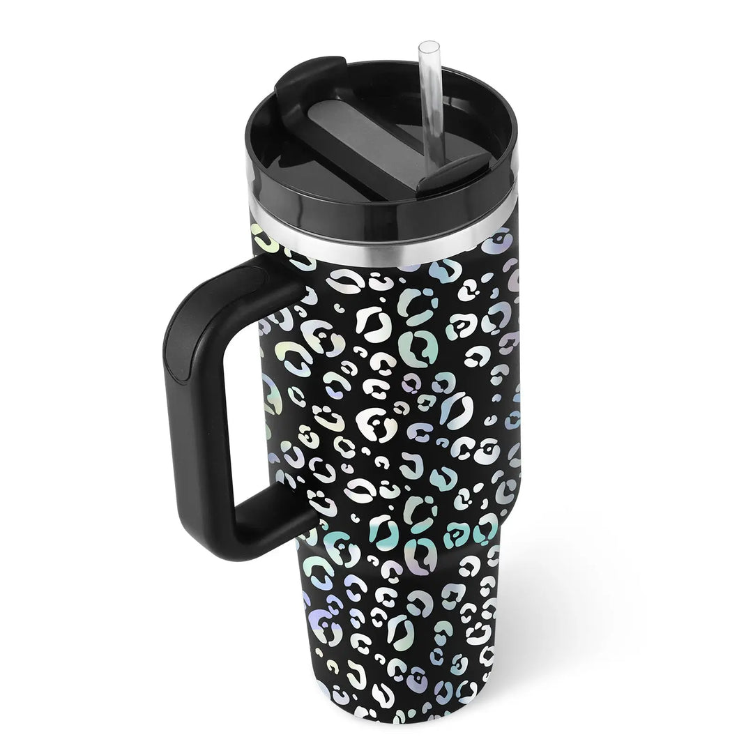 40 Oz Tumbler With Handle Straw Insulated, Stainless Steel Spill Proof Vacuum Coffee Cup Tumbler With Lid Tapered Mug Gifts For Valentine Lover Suitable For Car Gym Office Travel Unique