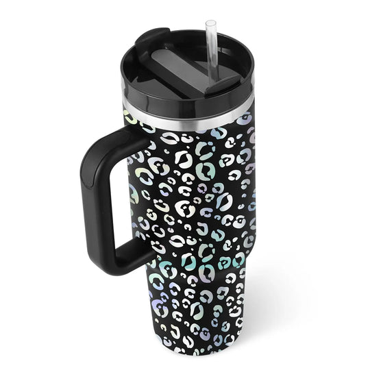 40 Oz Tumbler With Handle Straw Insulated, Stainless Steel Spill Proof Vacuum Coffee Cup Tumbler With Lid Tapered Mug Gifts For Valentine Lover Suitable For Car Gym Office Travel Unique