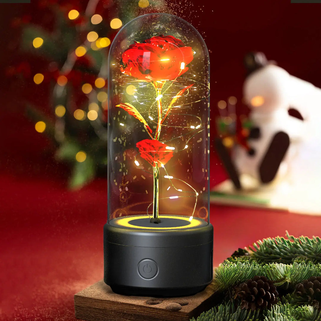 Creative 2 In 1 Rose Flowers LED Light And Bluetooth-compatible Speaker Valentine's Day Gift Rose Luminous Night Light Ornament In Glass Cover - Unique Unique Unique Creative 2 In 1 Rose Flowers LED Light And Bluetooth-compatible Speaker Valentine's Day Gift Rose Luminous Night Light Ornament In Glass Cover
