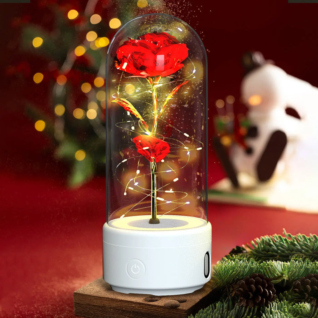 Creative 2 In 1 Rose Flowers LED Light And Bluetooth-compatible Speaker Valentine's Day Gift Rose Luminous Night Light Ornament In Glass Cover - Unique Unique Unique Creative 2 In 1 Rose Flowers LED Light And Bluetooth-compatible Speaker Valentine's Day Gift Rose Luminous Night Light Ornament In Glass Cover