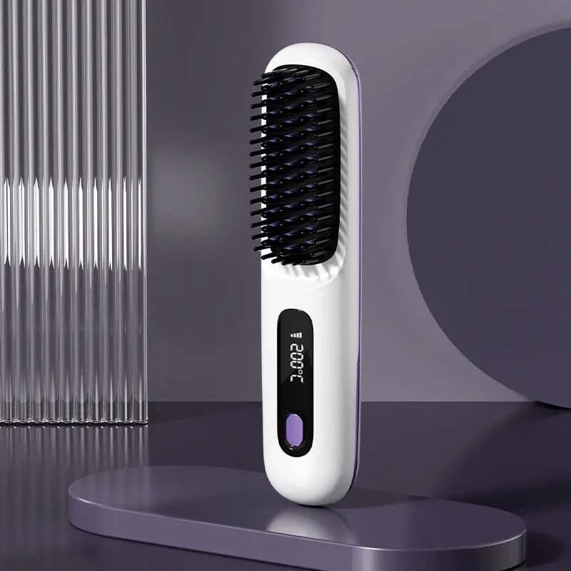 2 In 1 Straight Hair Comb Wireless Hair Straightener Brush Hair Fast Heating Portable Hot Curler USB Charging - Unique Unique Unique 2 In 1 Straight Hair Comb Wireless Hair Straightener Brush Hair Fast Heating Portable Hot Curler USB Charging