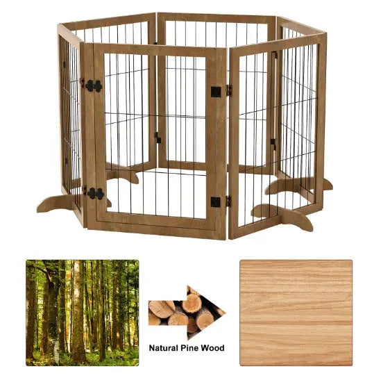 Dog Gate With Door Walk Through 144 Extra Wide 32 Tall 6 Panels Foldable Wire Pet Gate Barrier For House Doorway Stairs Pet Puppy Safety Fence Support Feet Included Solid Hard Wood - Unique Unique Unique Dog Gate With Door Walk Through 144 Extra Wide 32 Tall 6 Panels Foldable Wire Pet Gate Barrier For House Doorway Stairs Pet Puppy Safety Fence Support Feet Included Solid Hard Wood