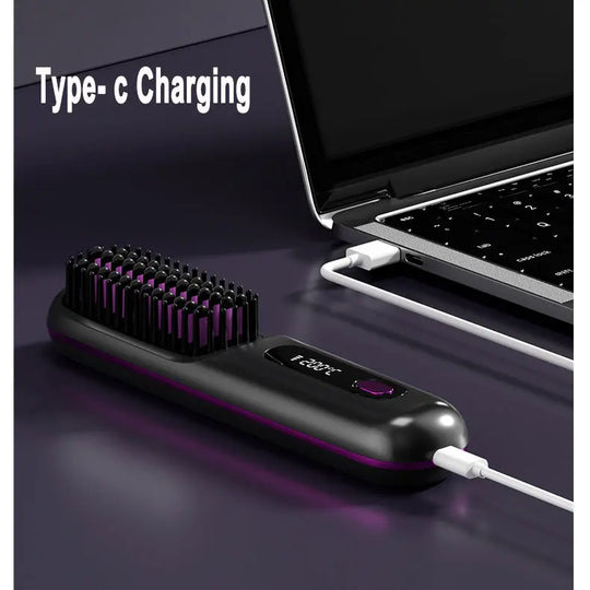 2 In 1 Straight Hair Comb Wireless Hair Straightener Brush Hair Fast Heating Portable Hot Curler USB Charging - Unique Unique Unique 2 In 1 Straight Hair Comb Wireless Hair Straightener Brush Hair Fast Heating Portable Hot Curler USB Charging