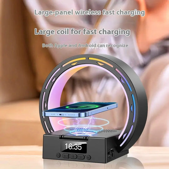 4 In 1 Wireless Bluetooth-compatible Speaker Charging Pad Bedside Lamp With Alarm Clock Wake-Up Light For Bedroom Support USB Drive TF Card - Unique Unique Unique 4 In 1 Wireless Bluetooth-compatible Speaker Charging Pad Bedside Lamp With Alarm Clock Wake-Up Light For Bedroom Support USB Drive TF Card