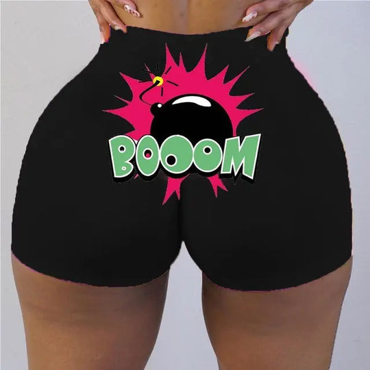 Plus Size Print Skinny Women Clothes Graphic Biker Shorts - Unique Unique Unique Plus Size Print Skinny Women Clothes Graphic Biker Shorts