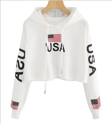 Spring And Autumn Long Sleeve Ladies Flag Print USA Top - Unique Unique Unique Spring And Autumn Long Sleeve Ladies Flag Print USA Top