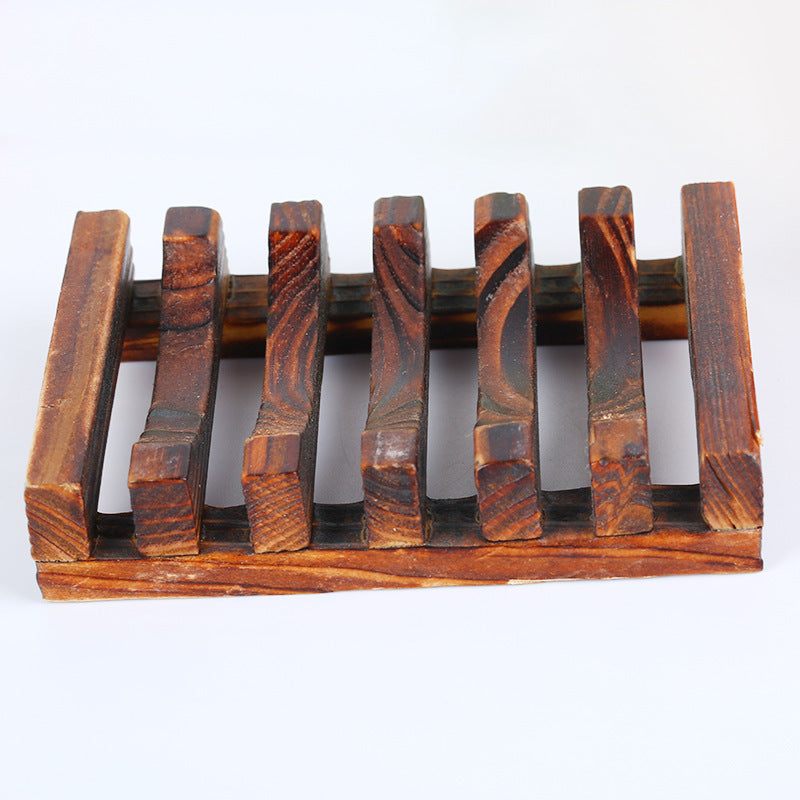 Bamboo Soap Dish — Slatted, Charred Finish